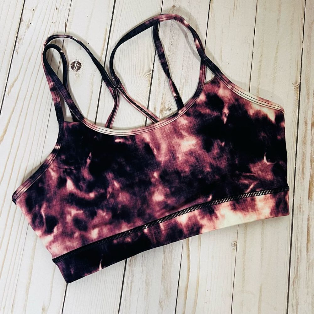 Gaiam Purple Pink White Tie Dye Sports Jog Bra